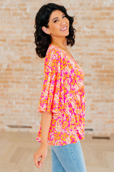 Pink Filigree Peplum Top - Online Only!