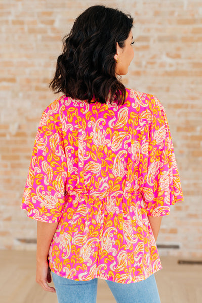 Pink Filigree Peplum Top - Online Only!