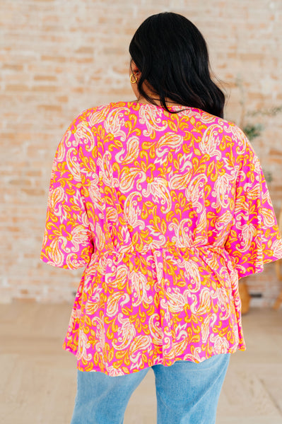 Pink Filigree Peplum Top - Online Only!