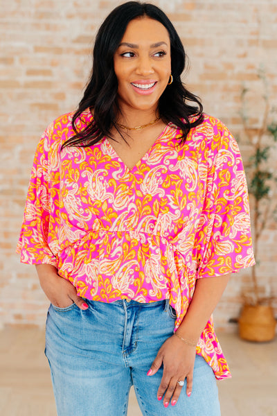 Pink Filigree Peplum Top - Online Only!