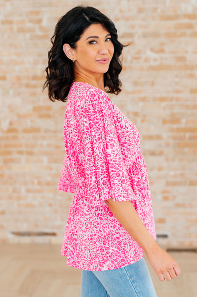Pink Leopard Peplum Top - Online Only!