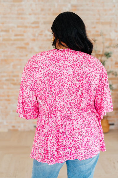 Pink Leopard Peplum Top - Online Only!