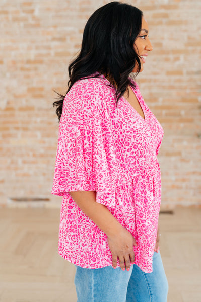 Pink Leopard Peplum Top - Online Only!