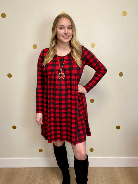 FINAL SALE Black & Red Buffalo Plaid Dress Final Sale