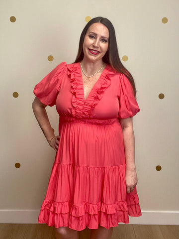 FINAL SALE Umgee Coral Tiered Dress