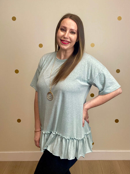 Mint Ruffle Trim Tunic
