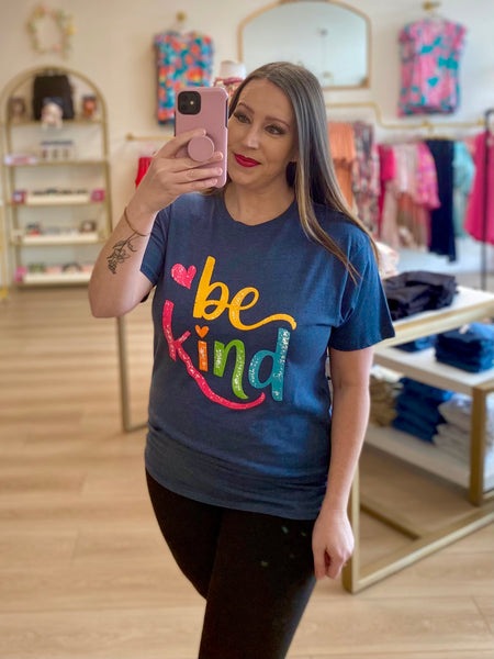 Navy Be Kind Colorful Tee