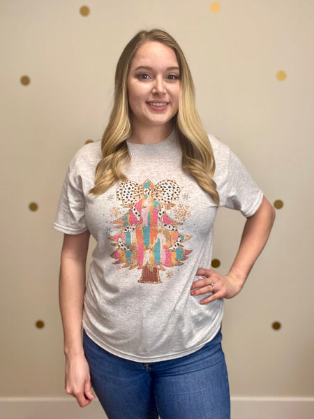 FINAL SALE Colorful Bow Christmas Tree Tee