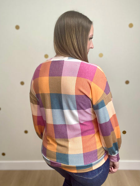 Berry Multi Plaid Top