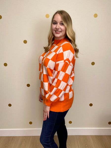 Orange Checkered Sweater