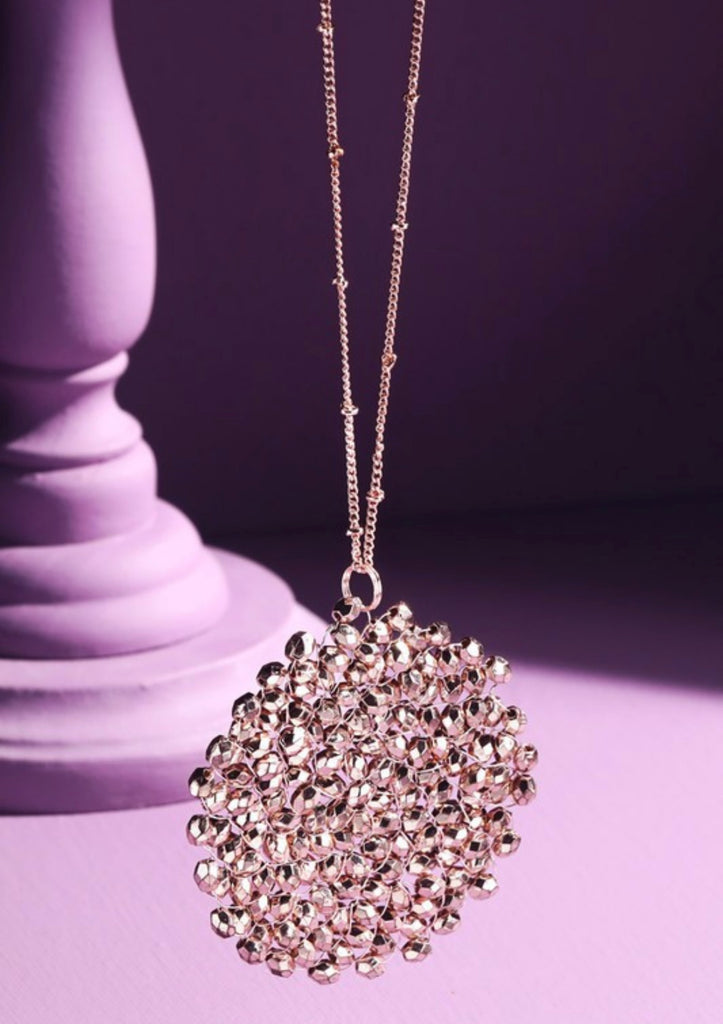 Rose Gold Beaded Circle Necklace