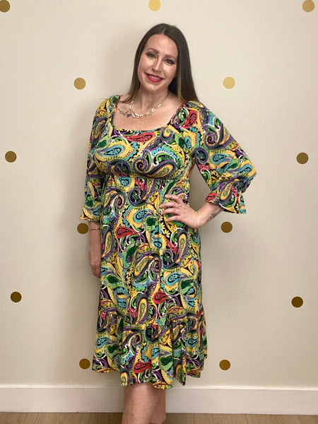 Multicolor Paisley Print Dress