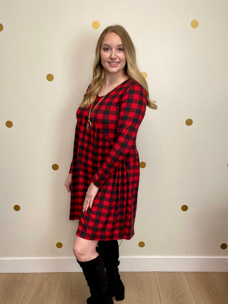 FINAL SALE Black & Red Buffalo Plaid Dress Final Sale