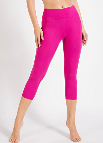 FINAL SALE Pink High Rise Capri Leggings