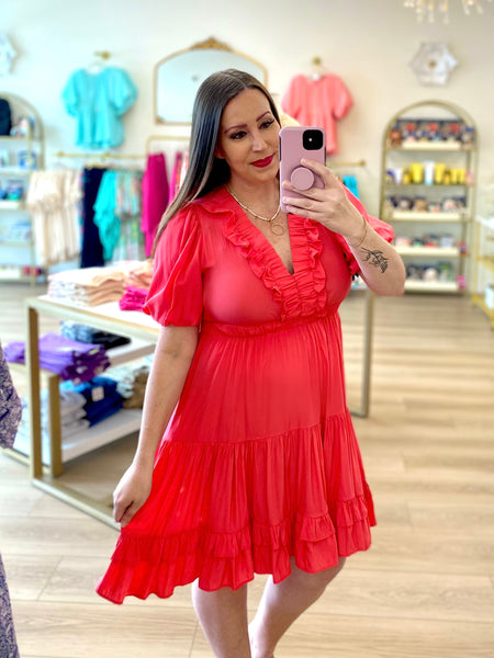 FINAL SALE Umgee Coral Tiered Dress