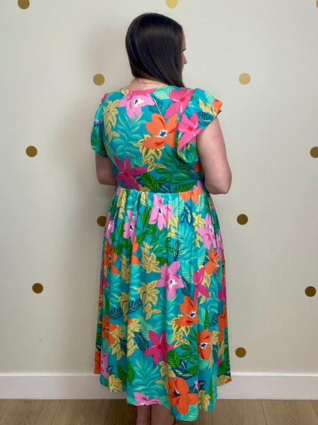 FINAL SALE Mint Floral Pocket Dress