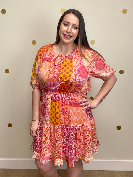 FINAL SALE Umgee Pink Multi Print Dress