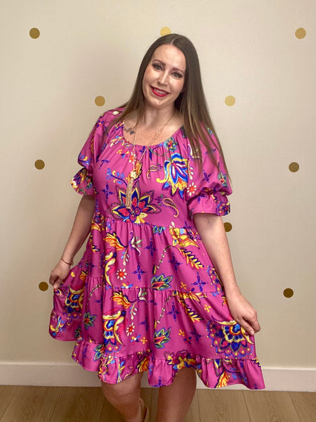 FINAL SALE Umgee Magenta Floral Dress