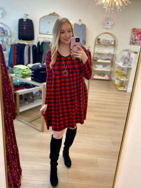 FINAL SALE Black & Red Buffalo Plaid Dress Final Sale