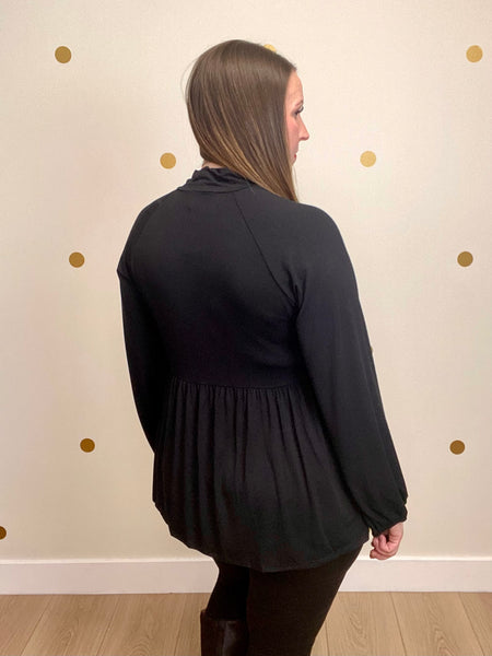 Black Collared Peplum Top