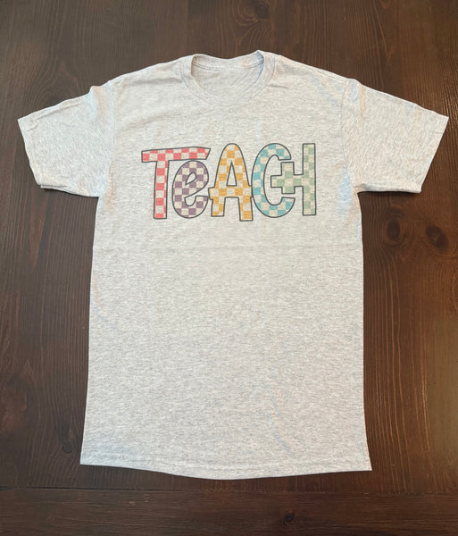 Grey Teach Checkered Tee
