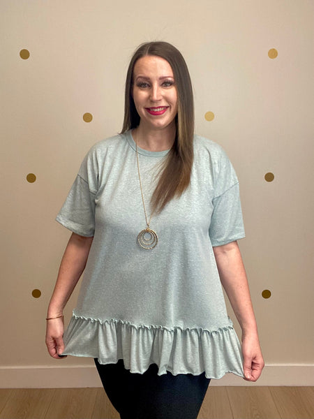 Mint Ruffle Trim Tunic