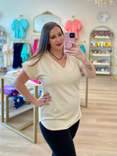 FINAL SALE Cream Hoodie Top