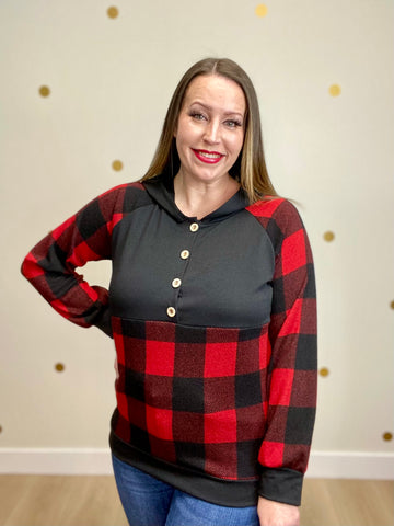 FINAL SALE Black & Red Buffalo Plaid Hoodie