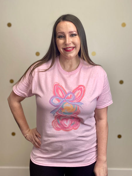 FINAL SALE Pink Multicolor Bunny Tee