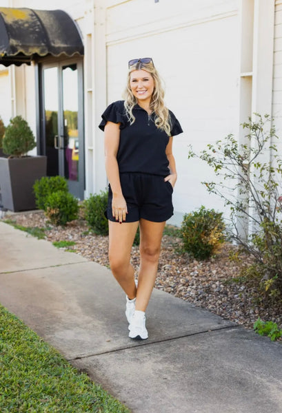 FINAL SALE Black Knit Shorts