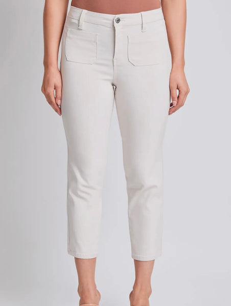 Cream Hyperstretch High Rise Crop Pant