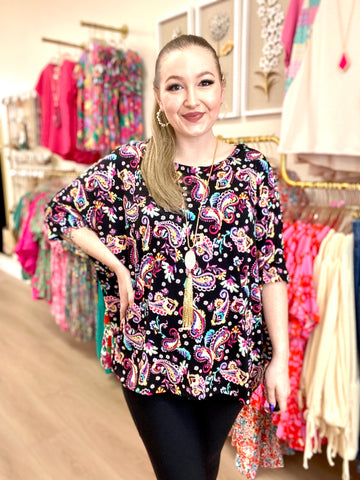 Black & Pink Paisley Print Tunic