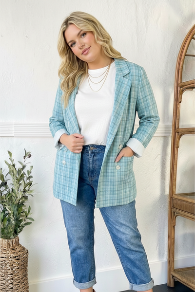 Mint To Be Plaid Blazer - Online Only!