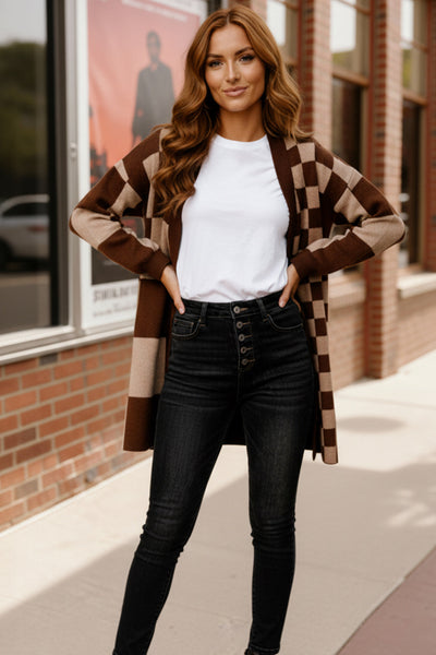 The Café Mocha Check Cardigan - Online Only!