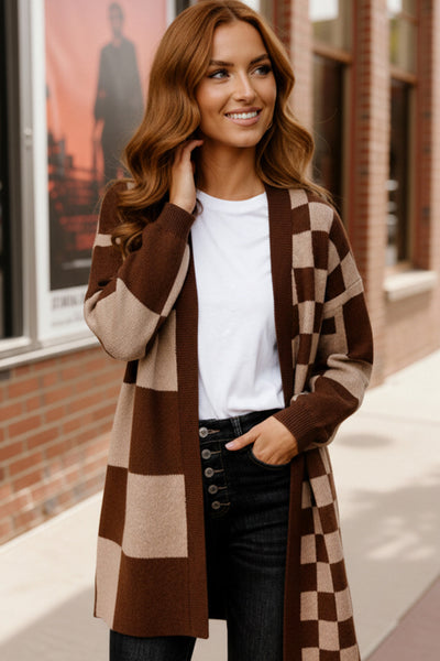 The Café Mocha Check Cardigan - Online Only!
