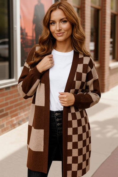 The Café Mocha Check Cardigan - Online Only!