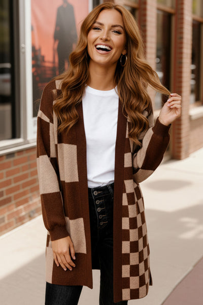 The Café Mocha Check Cardigan - Online Only!