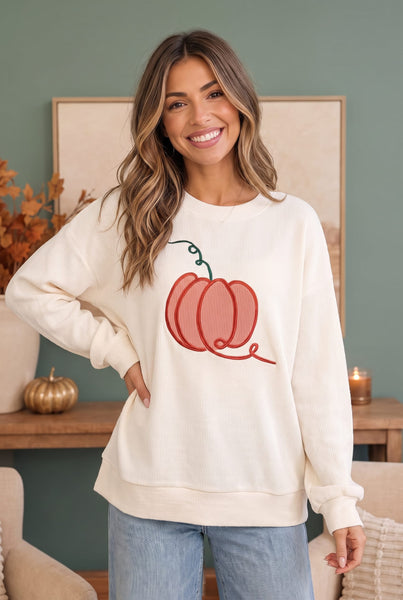 Pumpkin Patch Corded Sweatshirt
