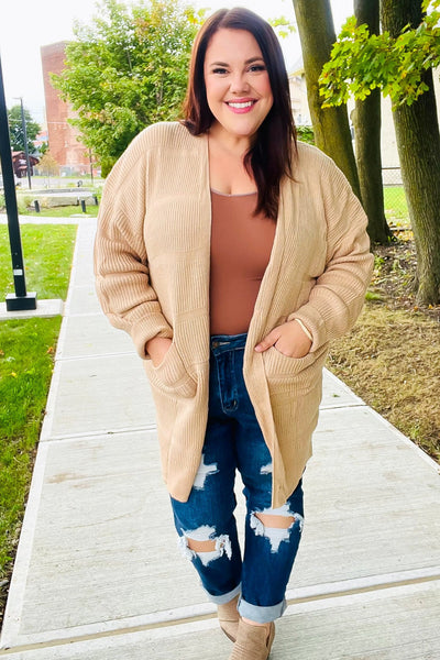You Got This Oatmeal Striped Knit Open Cardigan - Online Only!