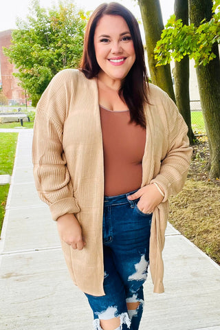 You Got This Oatmeal Striped Knit Open Cardigan - Online Only!