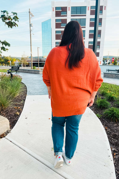 Autumn Vibes Pumpkin Asymmetrical Knit Sweater - Online Only!