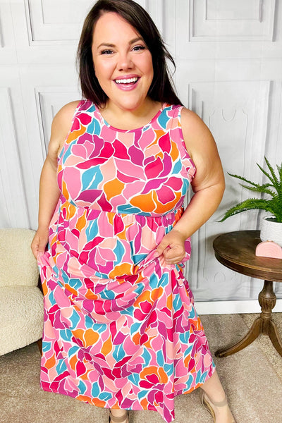 Hello Beautiful Fuchsia Abstract Floral Fit & Flare Maxi Dress - Online Only!