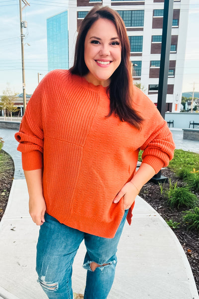 Autumn Vibes Pumpkin Asymmetrical Knit Sweater - Online Only!