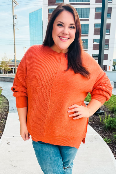 Autumn Vibes Pumpkin Asymmetrical Knit Sweater - Online Only!