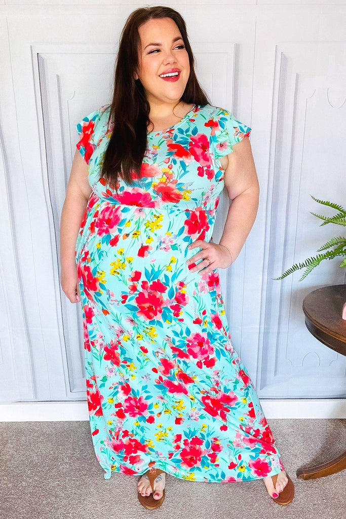 Aqua Floral Fit & Flare Maxi Dress - Online Only! Pretty as a Peach Boutique Aqua Floral Fit & Flare Maxi Dress - Online Only! Pretty as a Peach Boutique