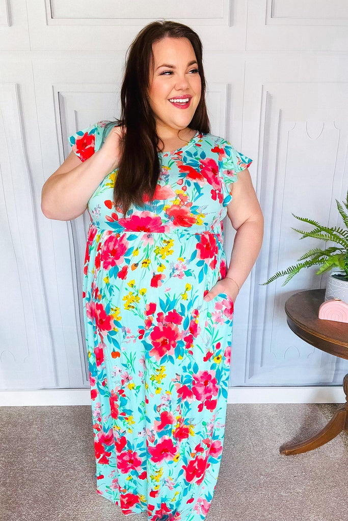 Aqua Floral Fit & Flare Maxi Dress - Online Only! Pretty as a Peach Boutique Aqua Floral Fit & Flare Maxi Dress - Online Only! Pretty as a Peach Boutique