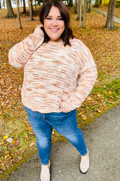 Forget Me Not Cream & Sepia Multicolor Chenille Velvet Sweater - Online Only!