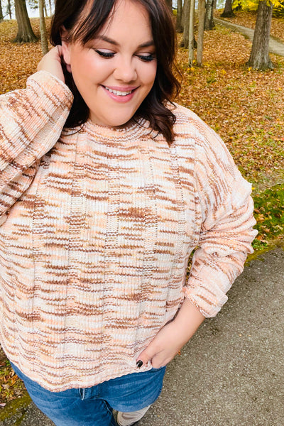 Forget Me Not Cream & Sepia Multicolor Chenille Velvet Sweater - Online Only!
