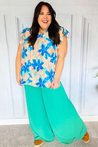 Just Dreaming Emerald Smocked Waist Palazzo Pants - Online Only!