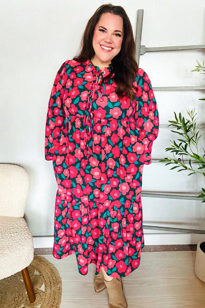 Look Adorable Ribbon Bow Tie Babydoll Tiered Maxi Dress - Online Only!